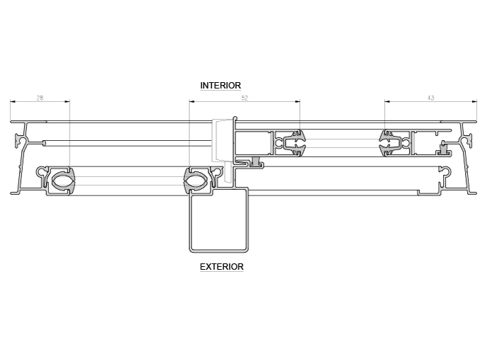 Ventana Corrediza Serie 35 - Seccion horizontal