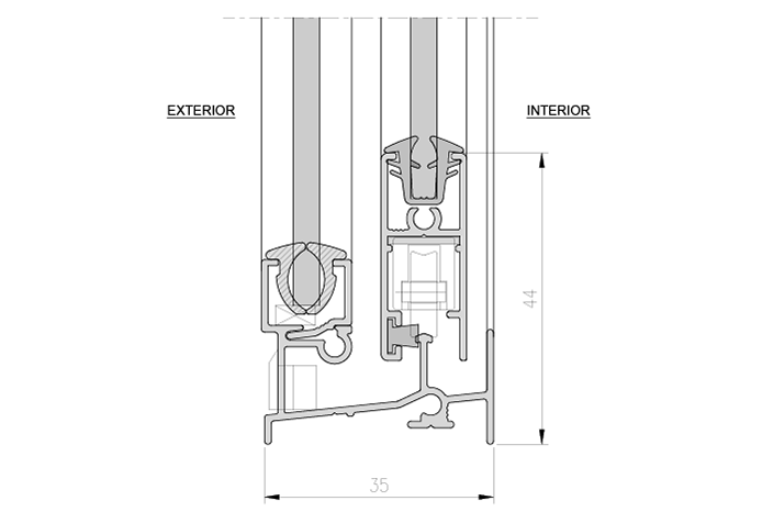Ventana Corrediza Serie 35 - Seccion vertical