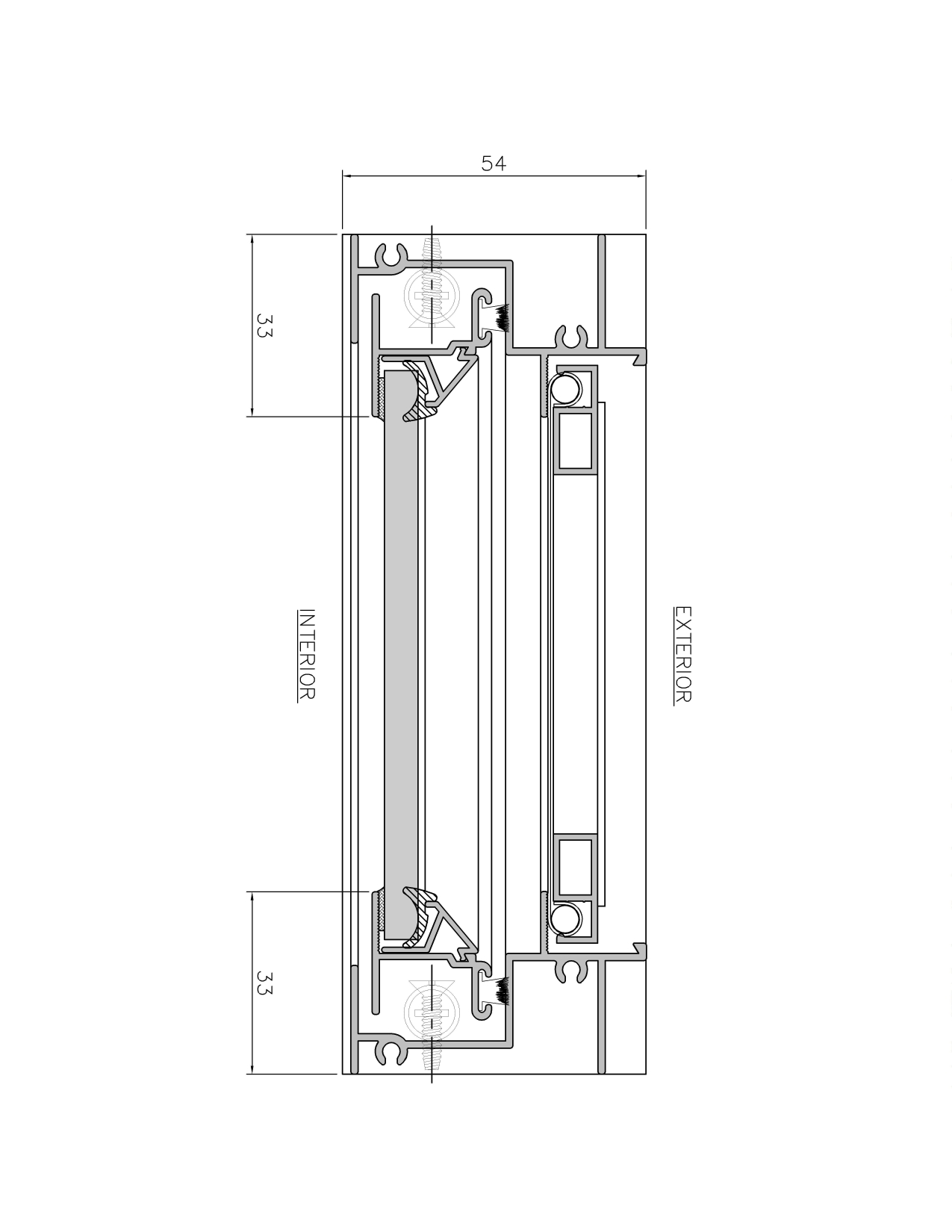 Ventana Guillotina Serie 50 - Seccion horizontal